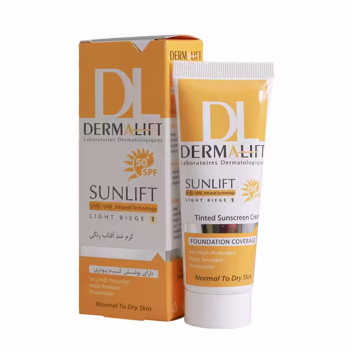 ضد آفتاب رنگی پوست های معمولی و خشک سان لیفت SPF50 درمالیفت – Dermalift