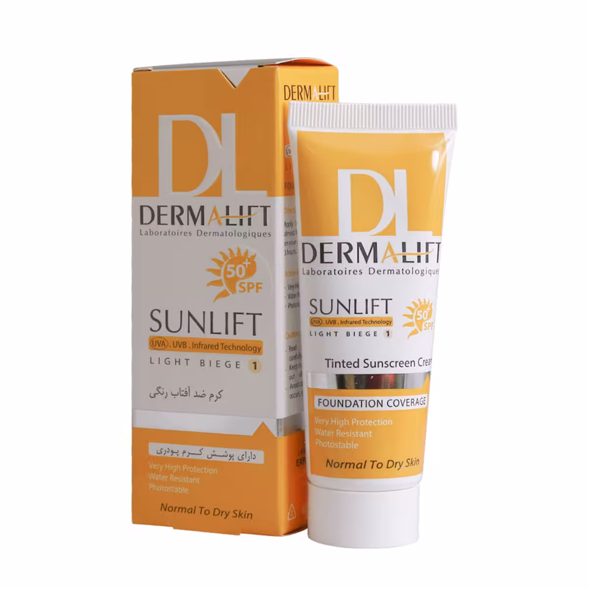 ضد آفتاب رنگی پوست های معمولی و خشک سان لیفت SPF50 درمالیفت – Dermalift