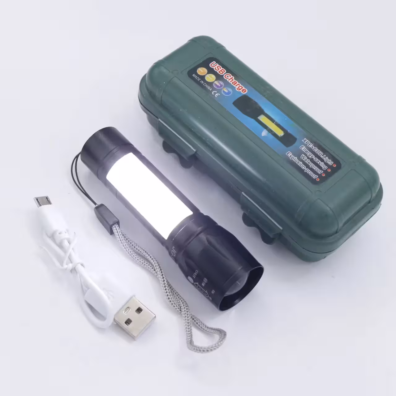 چراغ قوه شارژی فلزی مشکی کد 38261