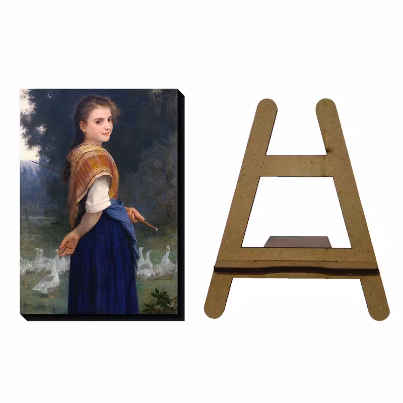 تابلو شاسی مدل ویلیام آدولف بوگرو طرح دختر غاز چران به همراه پایه شاسی | دنیای قاب