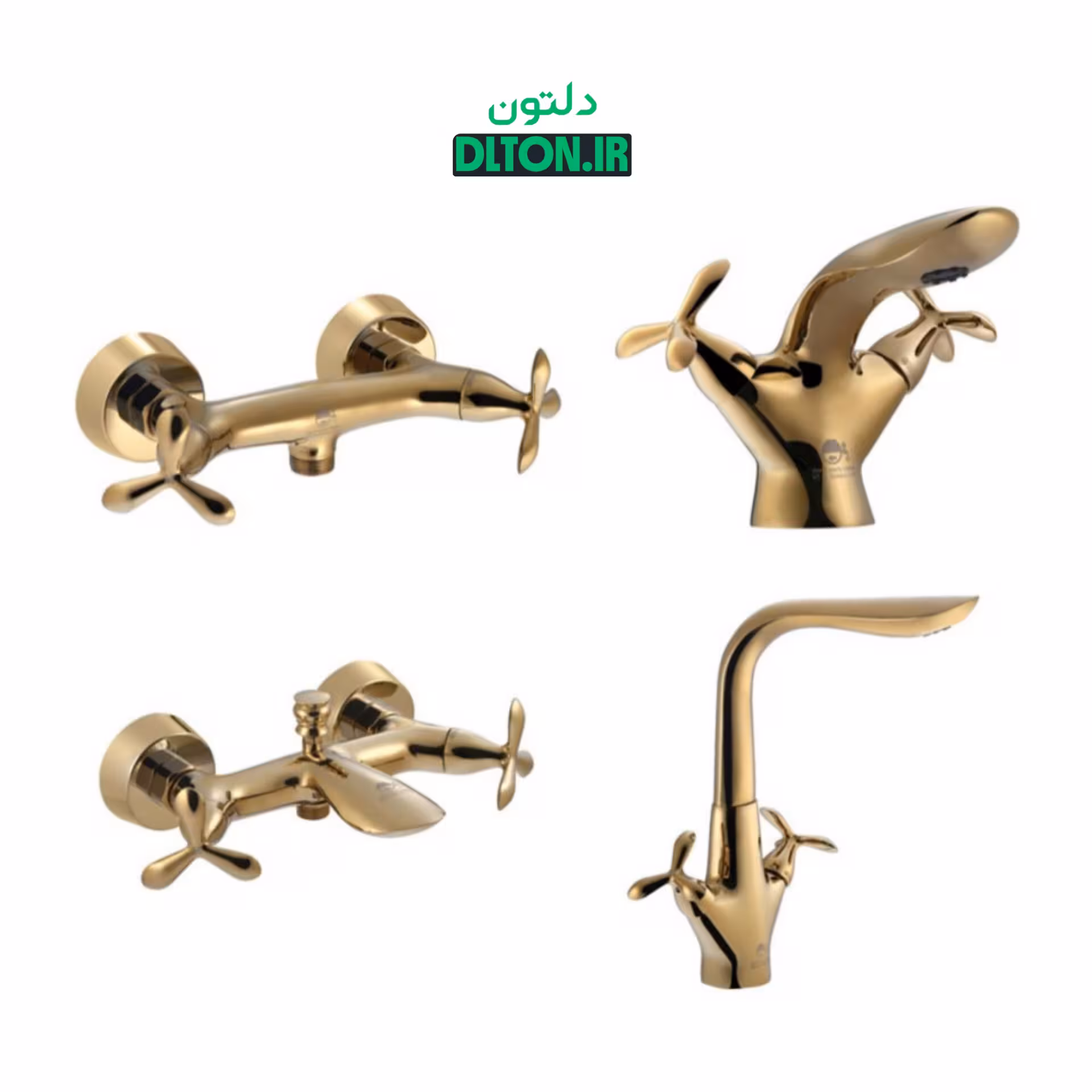 ست شیرآلات درخشان مدل آنتیک گلد