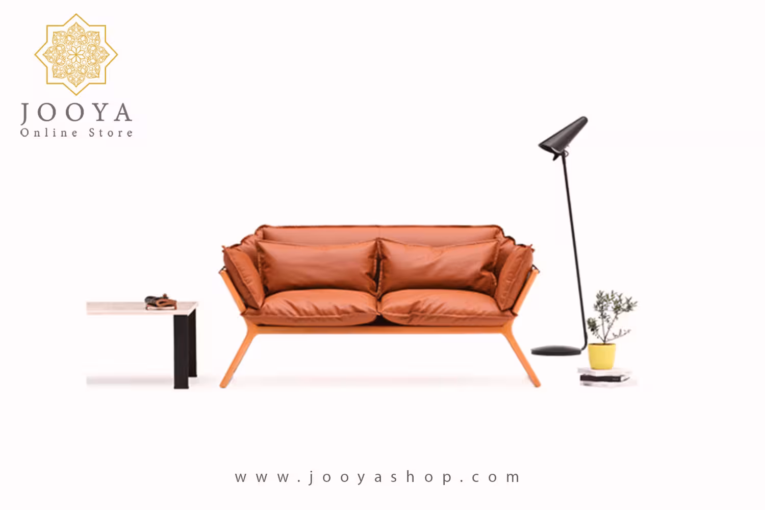 مبل دو نفره چوبی نظری مدل استی با روکش چرم Stay Double Seat