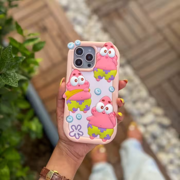 قاب عروسکی پاتریک صورتی آیفون
