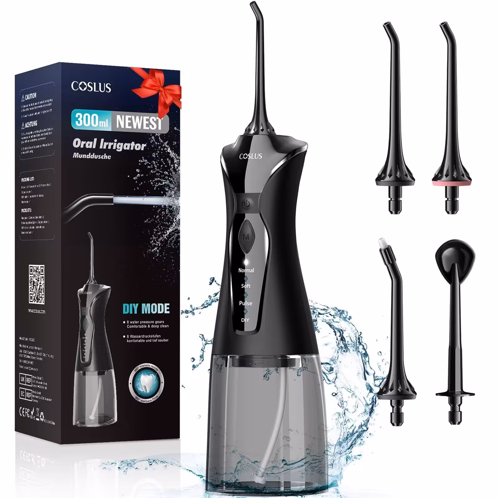 واترجت دندان برند COSLUS قابل حمل بی سیم Oral Irrigator 300M (بار آمازون) مدل FC5360 برند شناخته شده اورجینال و کیفیت عالی