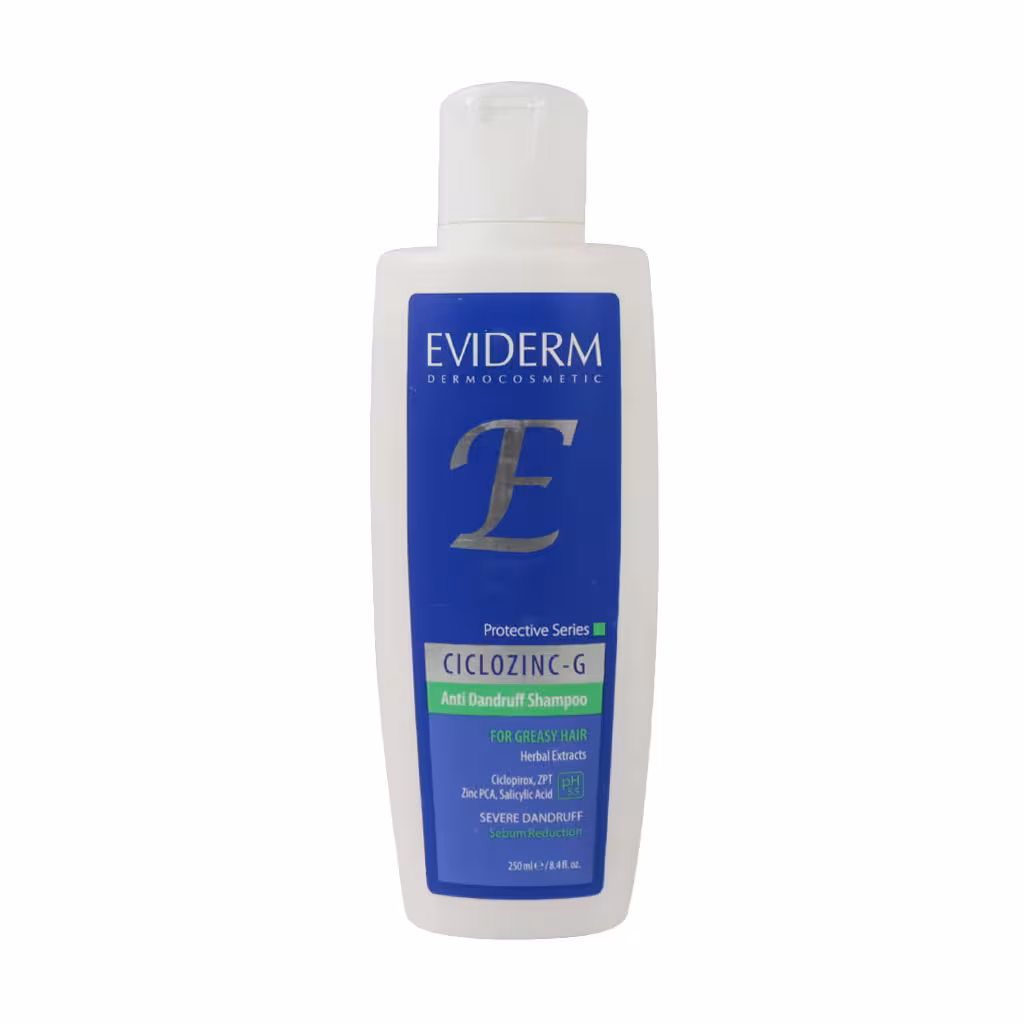 شامپو ضد شوره سیکلوزینک جی مناسب موهای چرب 250 میلی لیتر اویدرم Eviderm