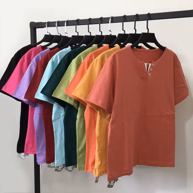 تیشرت یقه هفت دکمه دار