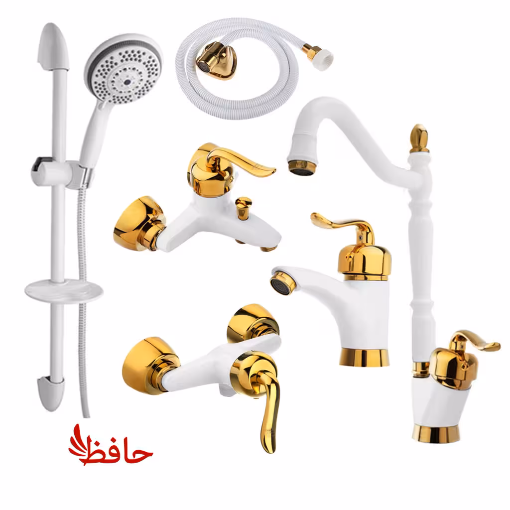 ست شیرالات قاصدک به همراه شلنگ و علم دوش سفید طلایی