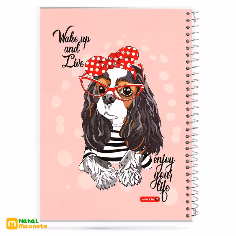 دفتر 50 برگ سیمی طلقی سگ و گربه کد 9524.طرح 1 دخترانه