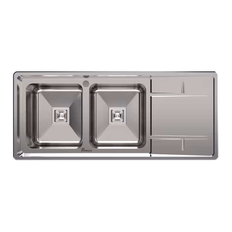 سینک ظرفشویی دو لگن توکار کد BS-4406 لگن راست عمق سینی 4 سانت بیمکث