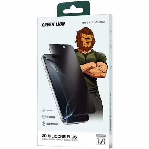 گلس حریم شخصی آیفون 17 گرین لاین Green Lion 3D Silicone Plus Iphone 17  GN3DSIL17PMBK