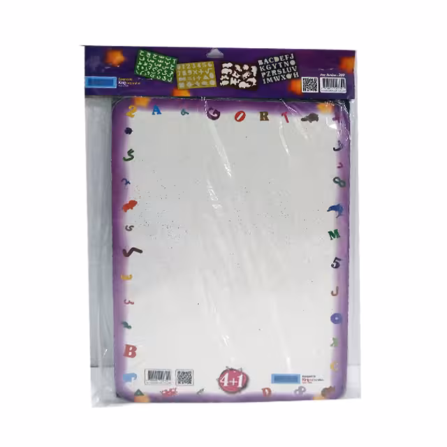 ست تخته وایت برد و شابلون فومی طرح حروف و اعداد انگلیسی بسته 5 عددی کد 206