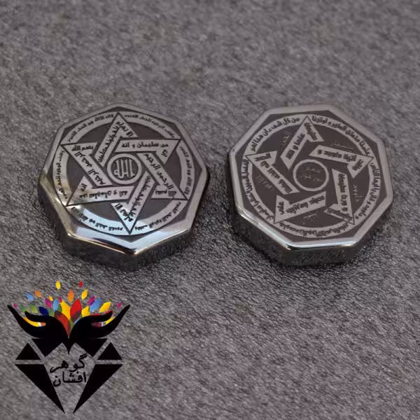 نگین حدید خاتم سلیمان و ستاره داوود مشکی براق کد N_1902