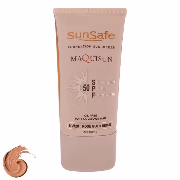 ضدآفتاب بژ رز گلد SunSafe سان سیف مدل SPF50-NW20