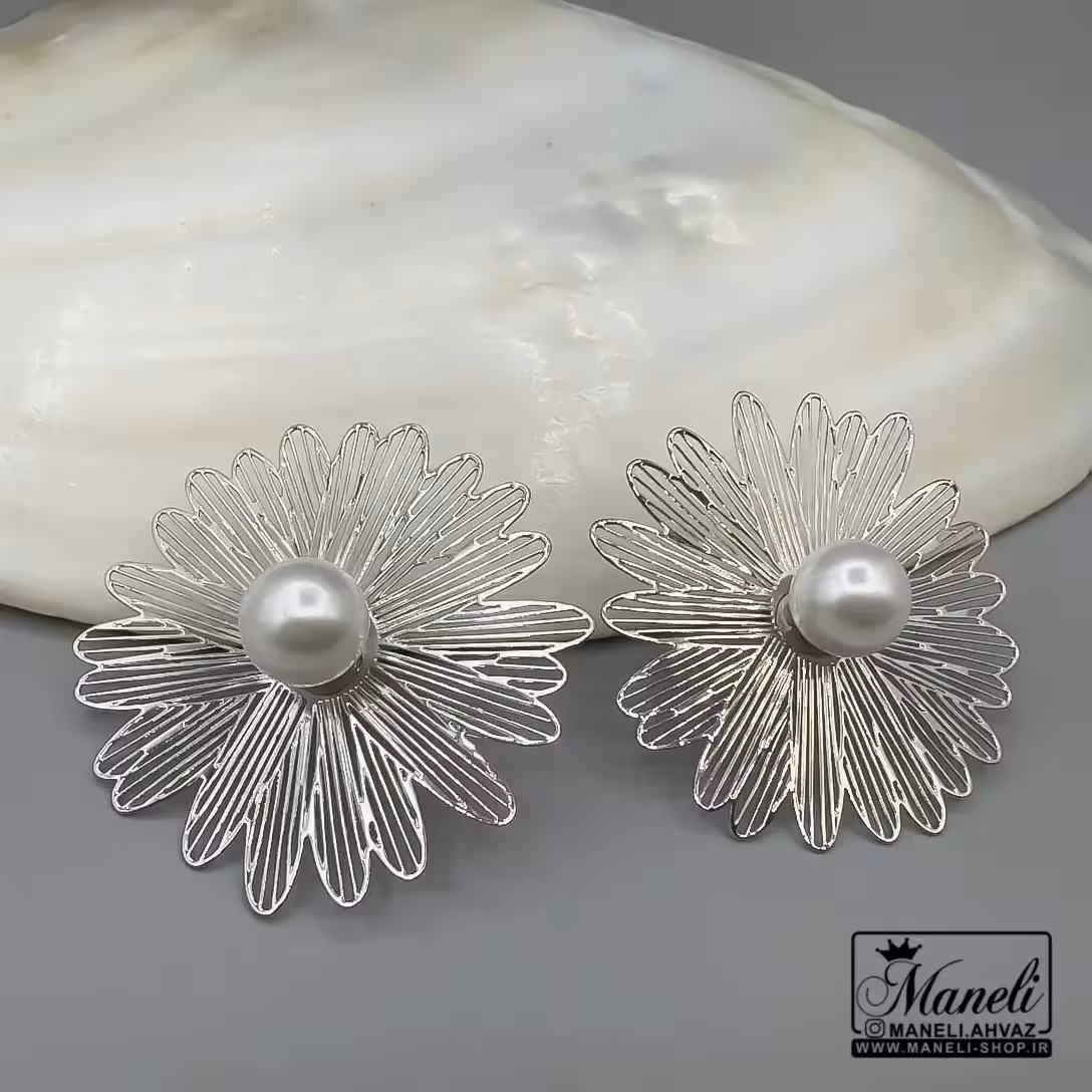 گوشواره میخی ظریف سیلور طرح گل|14040734