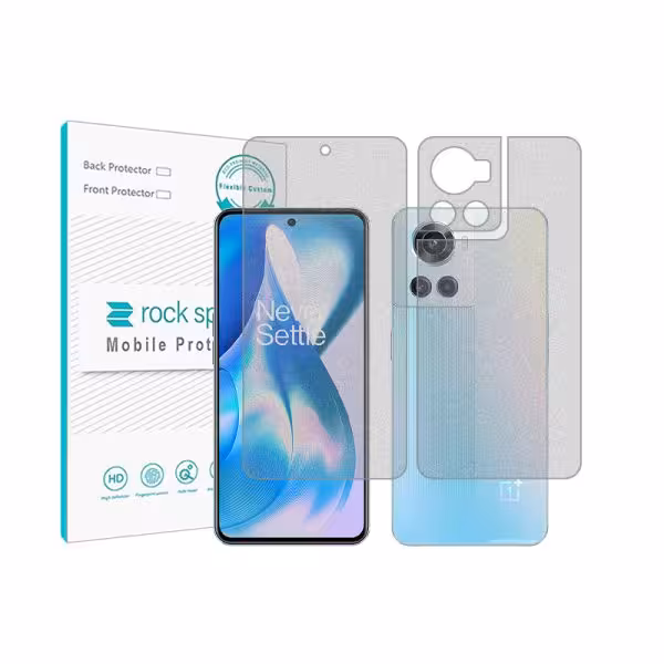 گلس صفحه نمایش و پشت گوشی وان پلاس 10R مدل نانو هیدروژل مات برند راک اسپیس کدss