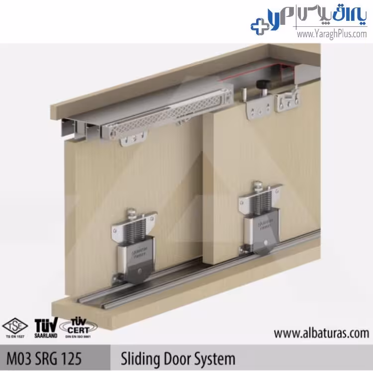 مکانیزم دو درب کمد ریلی 70 کیلویی توکار آرام بند آلباتور