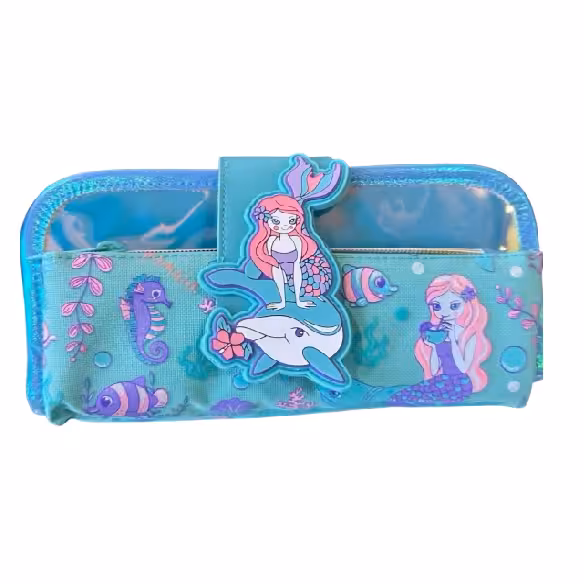 جامدادی رنگارنگ براق طرح پری دریایی و دلفین کد 6568