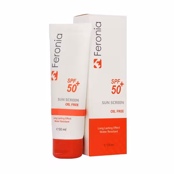 کرم ضدآفتاب بی رنگ فرونیا Spf50 فاقد چربی حجم 50 میلی لیتر