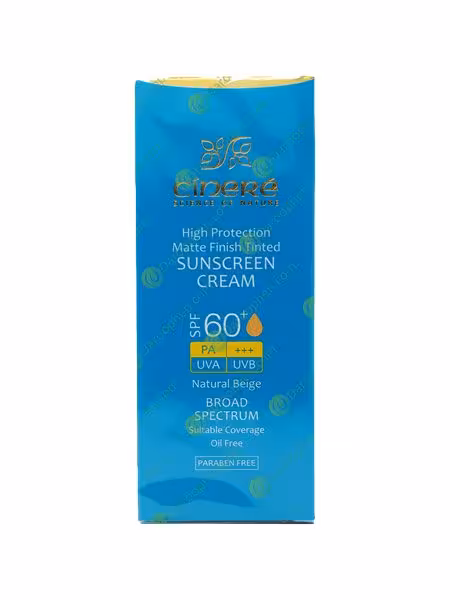 کرم ضد آفتاب رنگی SPF60 سینره فاقد چربی 50 میلی لیتر – Cinere SPF60 Matte Tinted Sunscreen Cream 50 ml