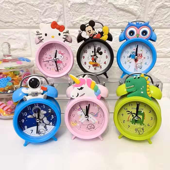 ساعت رومیزی فانتزی کودکانه زنگدار استیل در 6 طرح