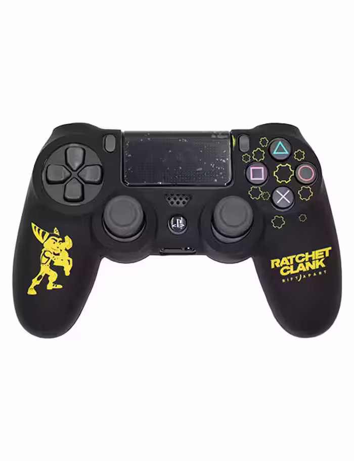 روکش محافظ دسته PS4 لیزری مشکی زرد طرح رچت اند کلنک