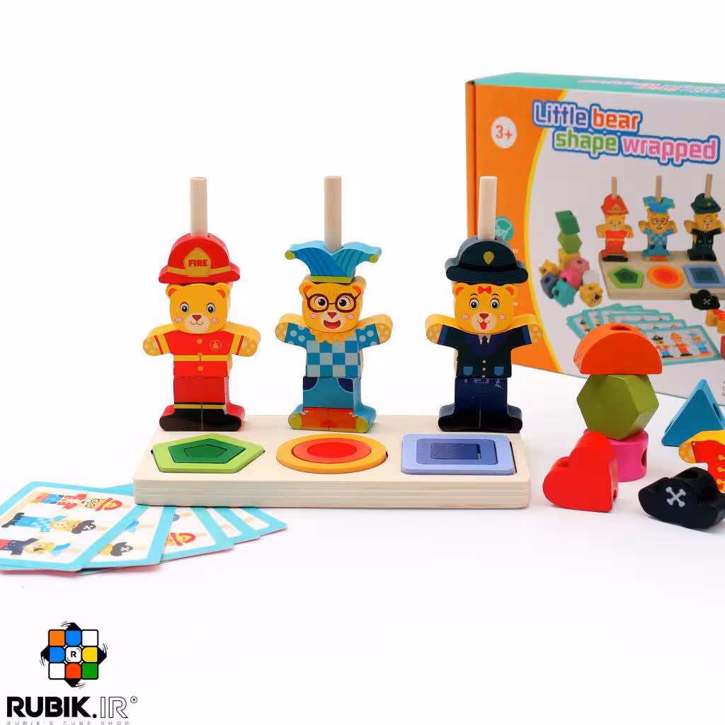 تطابق اشکال میله ای خرس کوچولو چوبی