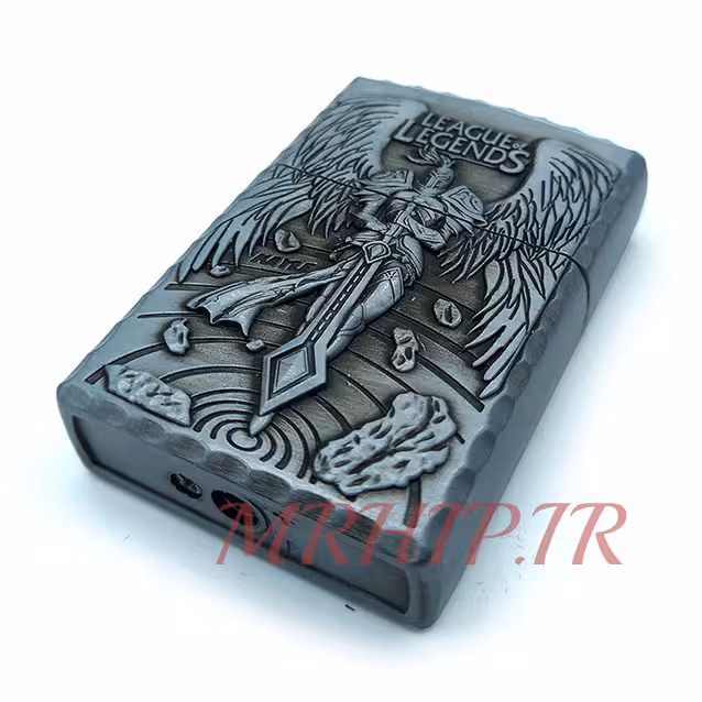 فندک گازی طرح صلیب و بال فرشته نقره ای کدa120263