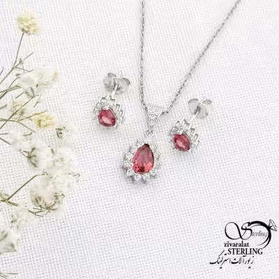 نیمست نقره طرح یاقوت سرخ عیار925 کد 15694