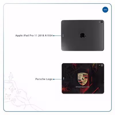 برچسب پوششی ماهوت مدل Porsche-Logo مناسب برای تبلت اپل iPad Pro 11 2018 A1934