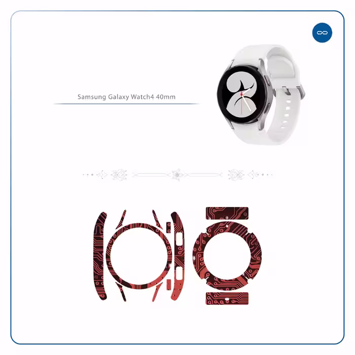برچسب ماهوت طرح Red Printed Circuit Board مناسب برای ساعت هوشمند سامسونگ Watch4 40mm