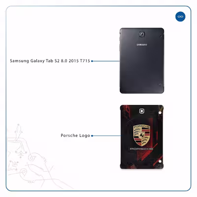 برچسب پوششی ماهوت مدل Porsche-Logo مناسب برای تبلت سامسونگ Galaxy Tab S2 8.0 2015 T715
