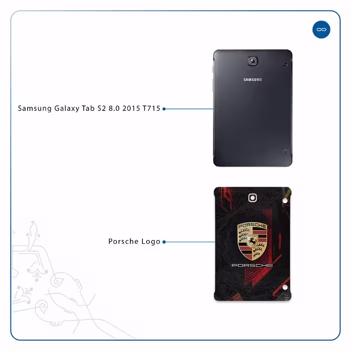 برچسب پوششی ماهوت مدل Porsche-Logo مناسب برای تبلت سامسونگ Galaxy Tab S2 8.0 2015 T715