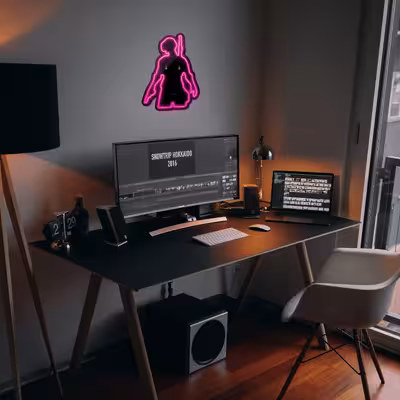 چراغ دیواری نئون دیزاین طرح Pubg-BL_PN