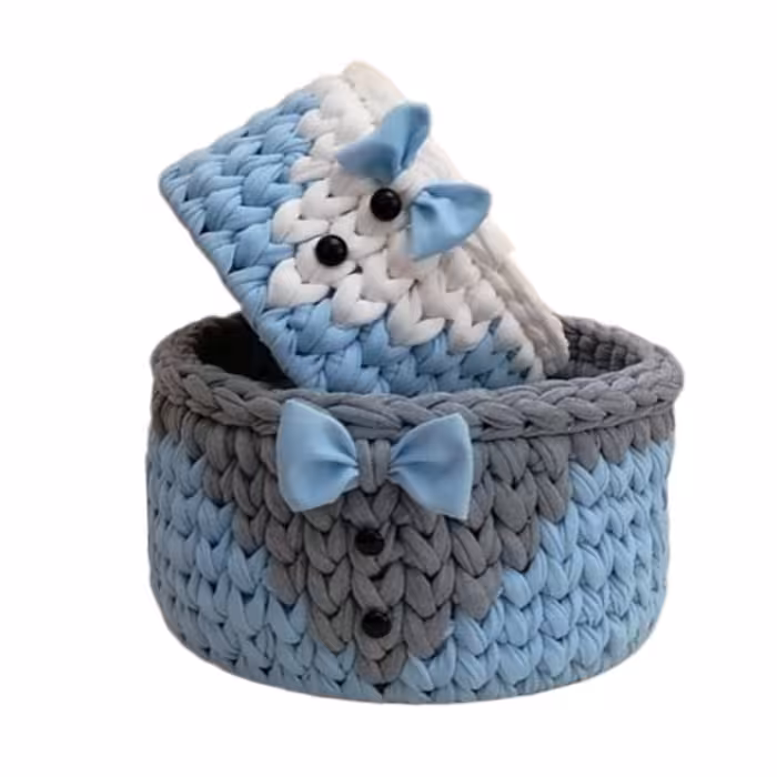 سبد قلاب بافی تریکو طرح پسرانه  مجموعه 2 عددی