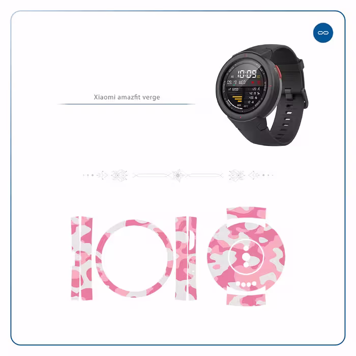 برچسب ماهوت طرح Army Pink مناسب برای ساعت هوشمند شیایومی Amazfit Verge