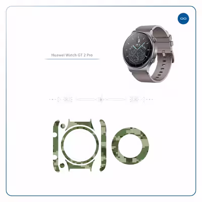 برچسب ماهوت طرح Army Green Pixel مناسب برای ساعت هوشمند هوآوی Watch GT 2 Pro