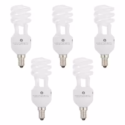 لامپ کم مصرف 11 وات نور طلایی مدل شمعی پایه E14 بسته 5 عددی