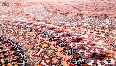 فرش ماشینی زمرد مشهد مدل طاووس زمینه کرم