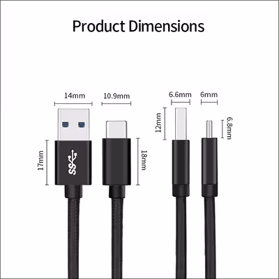 کابل تبدیل USB به USB-C یو اِل‌ تی یونیت مدل USB 3.0 طول 1 متر 