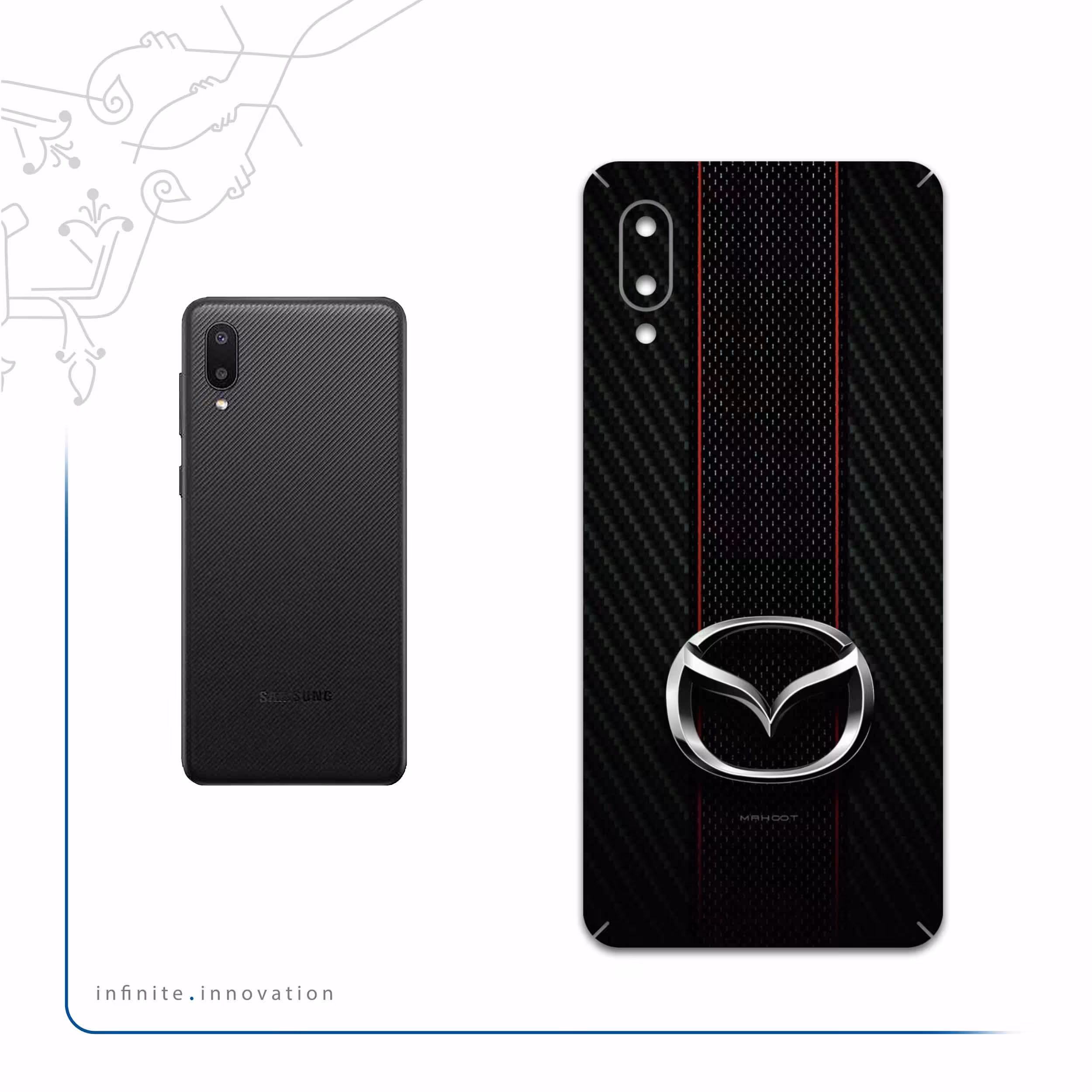برچسب پوششی ماهوت مدل Mazda-Motor مناسب برای گوشی موبایل سامسونگ Galaxy A02
