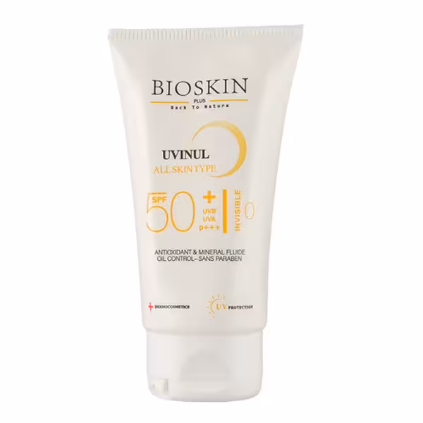 کرم ضد آفتاب بی رنگ بایو اسکین مناسب انواع پوست حجم 40 ML