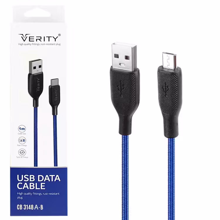 کابل دیتا و شارژ اندروید VERITY مدل 3148 آبی