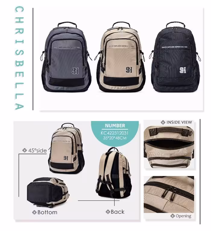 کوله وارداتی پاورکینگ کد KC2031 رنگ خاکی سایز 48*20*35