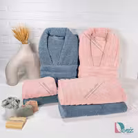 حوله ست دو نفره روویتا رنگ نقرابی و گلبهی