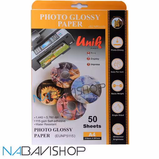 کاغذ فتو پشت چسبدار 115 گرم یونیک کد 5115