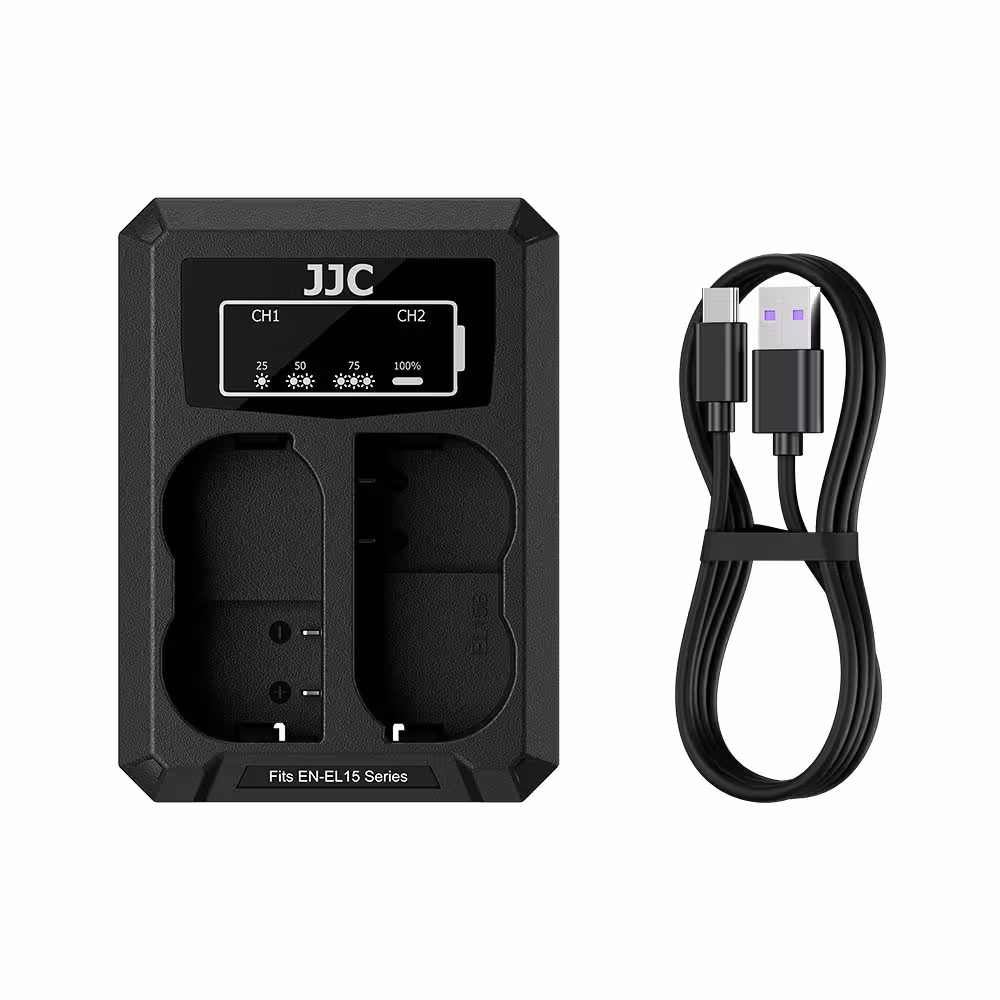 شارژر دوقلو تایپ سی باتری دوربین نیکون جی جی سی مدل DCH-EL15TC