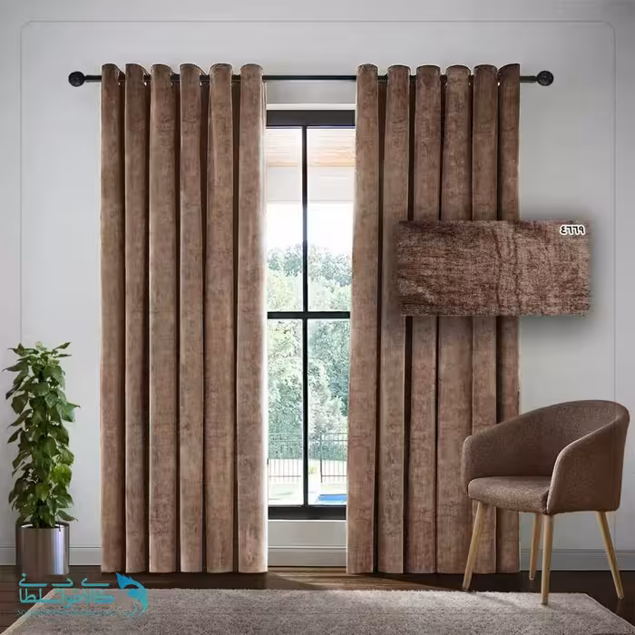 پرده ساده رنگ Almond Frost پارچه مخمل شانل کد 4669