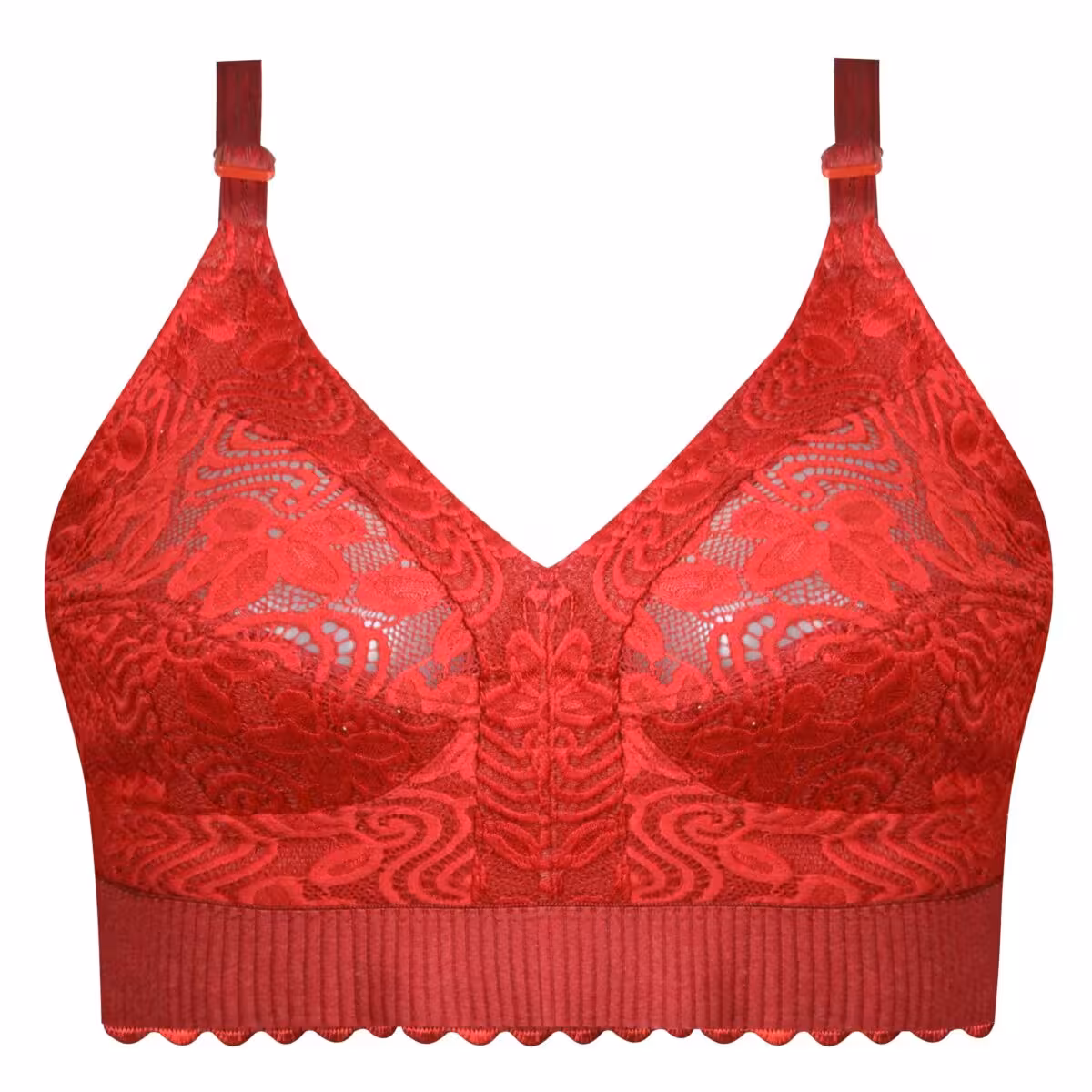 سوتین زنانه دانتل ارکیده مدل کش پهن بدون فنر قرمز کد 5037