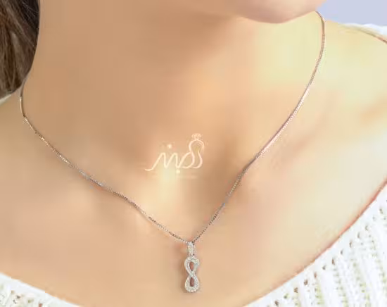 💍نیم ست جواهری خاص  و زیبا بینهایت (آويز و گوشواره) با طراحی ژورنالی  ؛ نقره عیار 925 (N_4128)