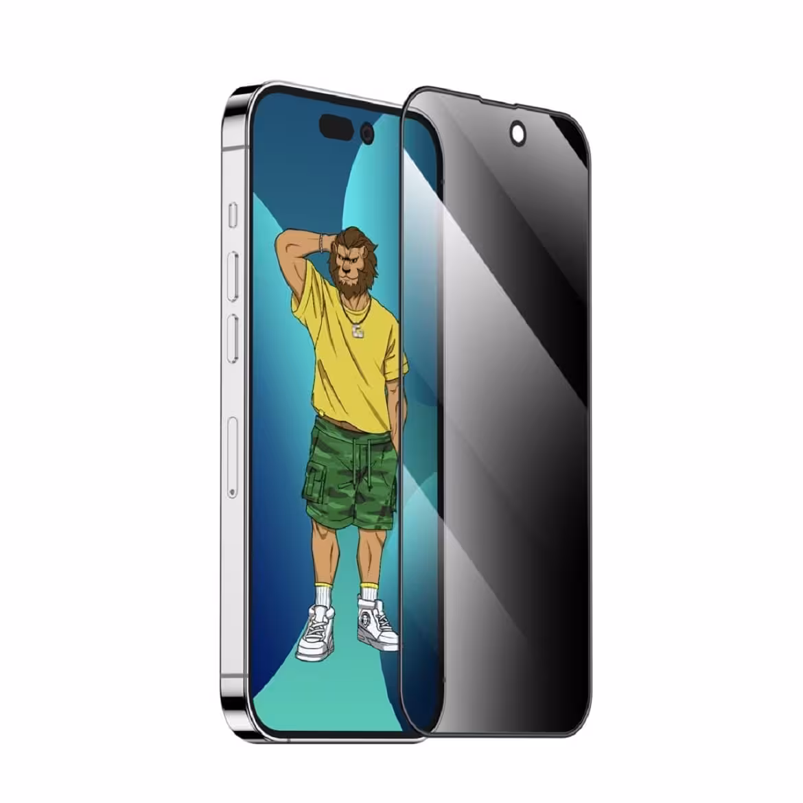 گلس سیلیکون پرایوسی سری 14 گرین Green 3D Silicone Privacy Glass14/14Pro/14plus/14ProMax